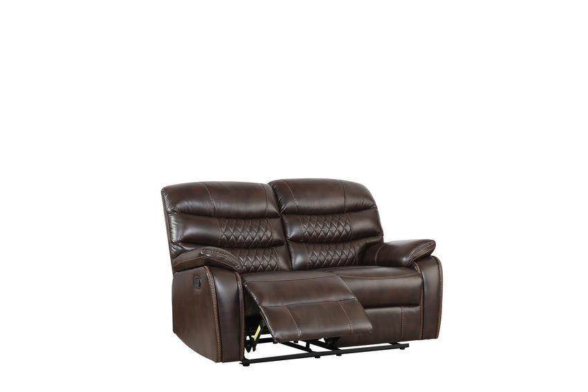 Dark Brown Faux Leather Reclining Loveseat