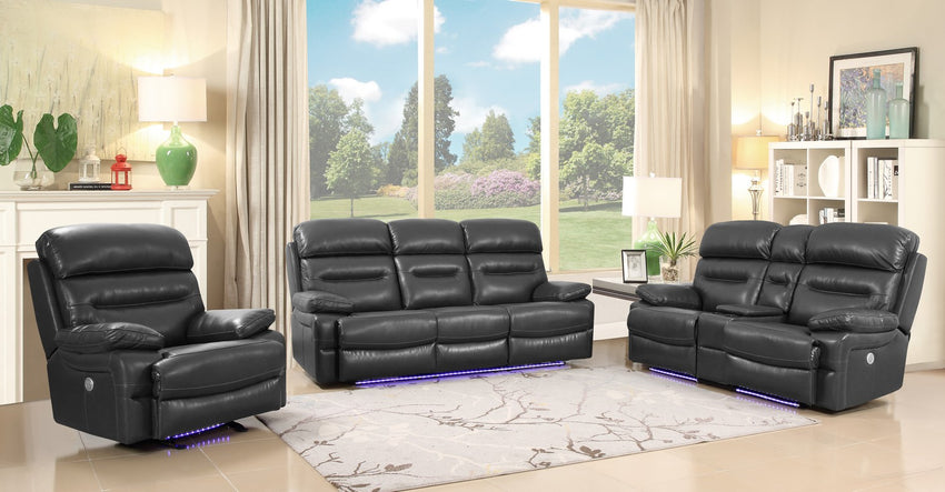 210" X 120" X 123" Gray  Power Reclining Sofa Set