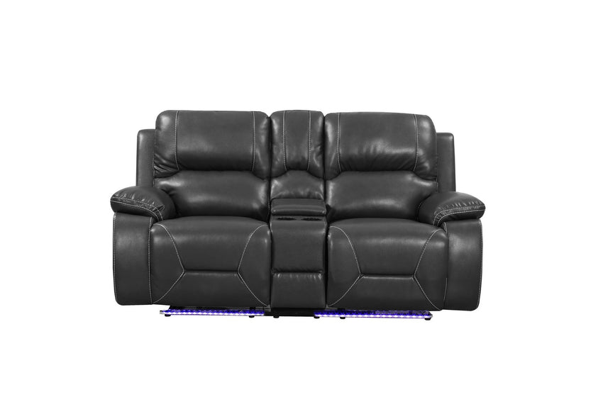 77" X 40" X 40" Gray  Power Reclining Console Loveseat