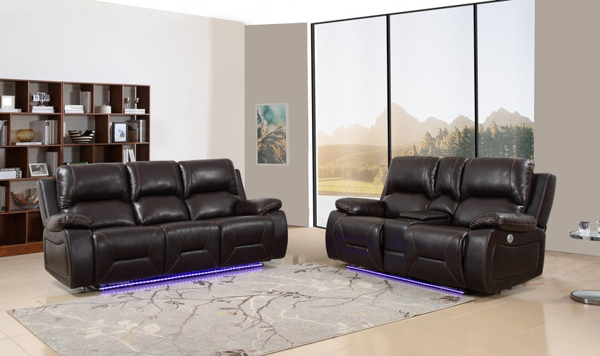 166" X 80" X 80" Brown  Power Reclining Sofa Love