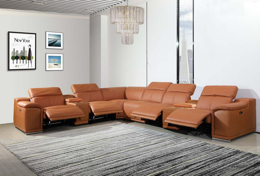 26"7" X 32"0 X 266".4 Camel Power Reclining 8PC Sectional