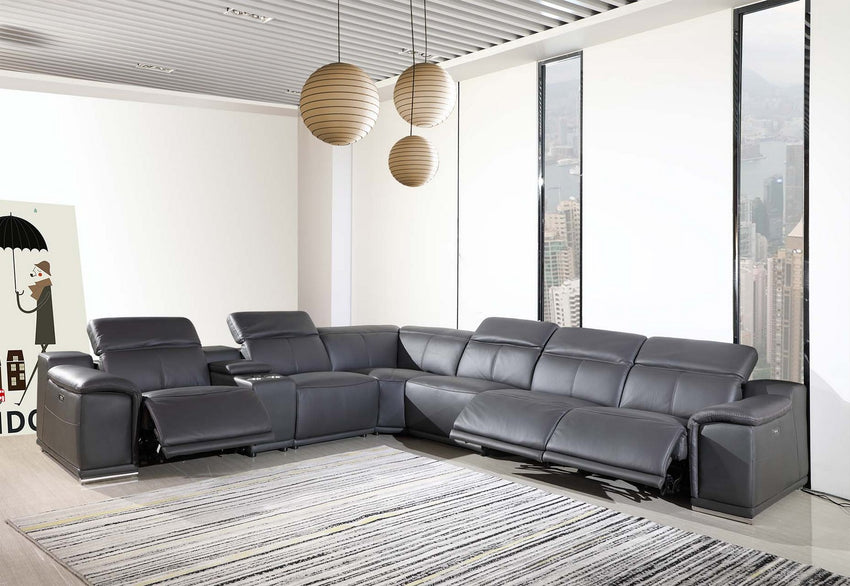 241" X 280" X 220.2" Dark Grey Power Reclining 7PC Sectional