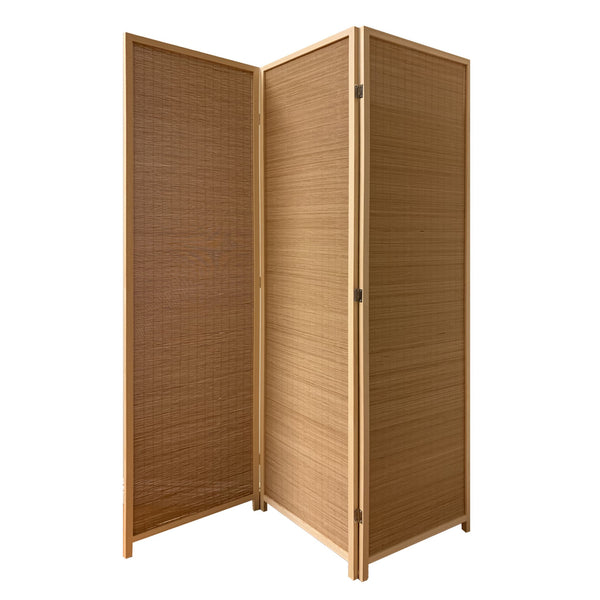 6' Light Bamboo 3 Panel Room Divider Screen