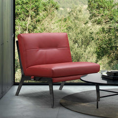 30" X 33" X 31" Red Leather Accent Chair