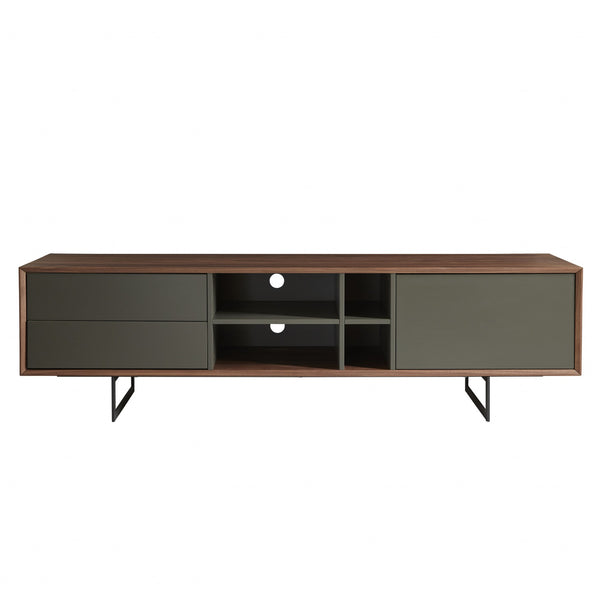 71" Media TV Stand in Walnut and Dark Gray