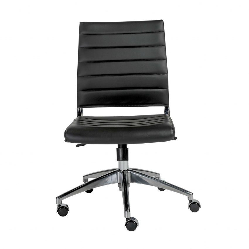 22.84" X 24.61" X 38.98" Armless Low Back Office Chair in Black with Aluminum Base