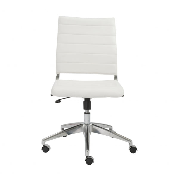 22.84" X 24.61" X 38.98" Armless Low Back Office Chair in White with Aluminum Base