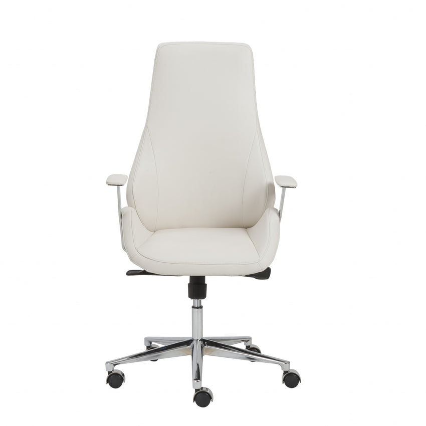 26.75" X 25.75" X 47.75" High Back Office Chair in White with Chromed Steel Base