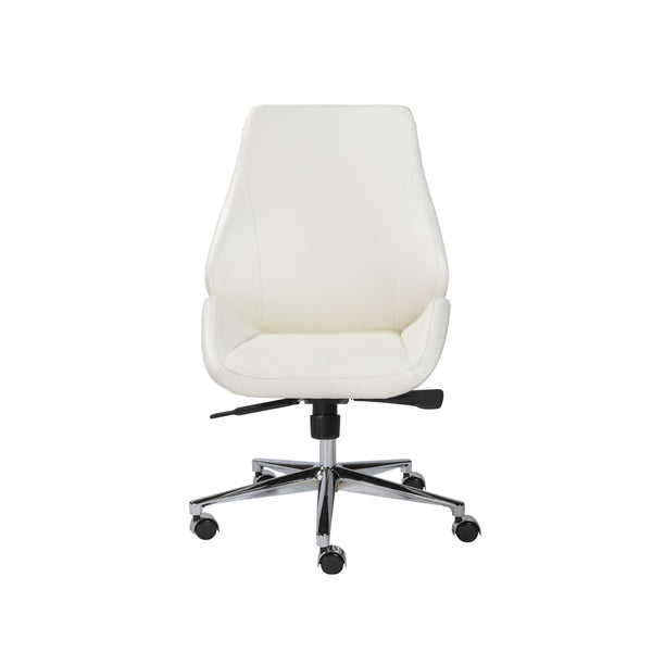 26.75" X 26" X 40.75" Armless Low Back Office Chair in White with Chromed Aluminum Base