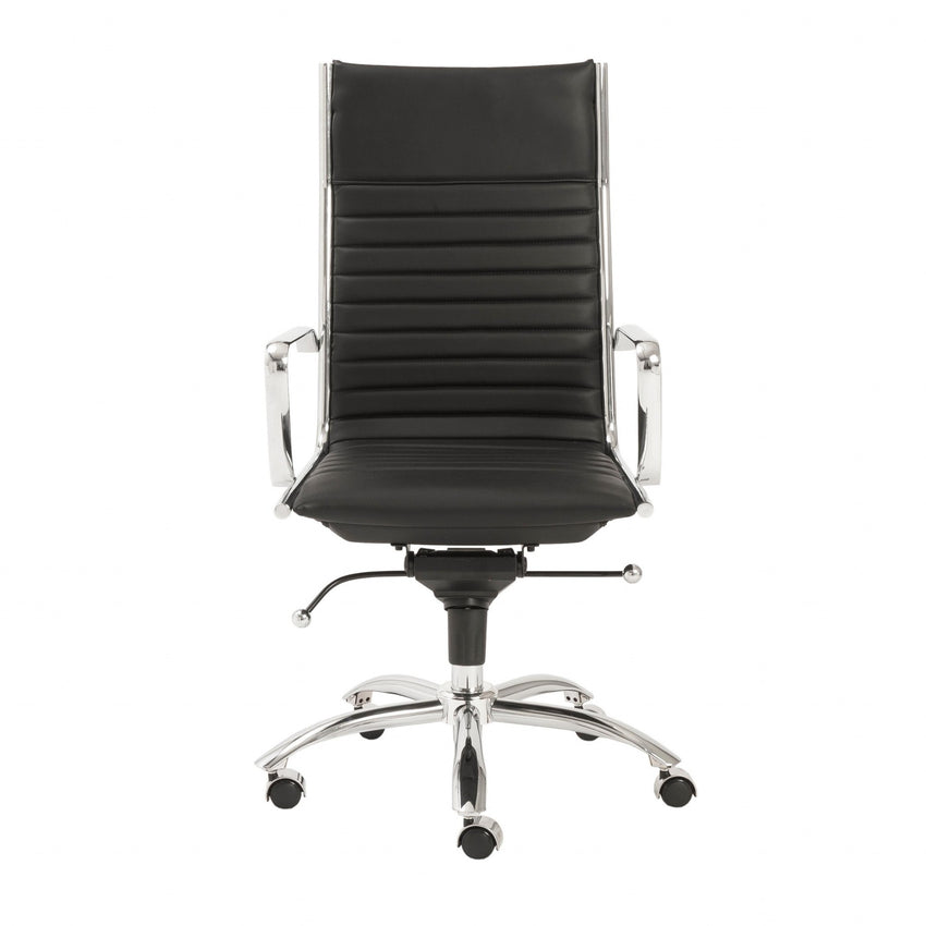 26.38" X 25.60" X 45.08" High Back Office Chair in Black with Chromed Steel Base