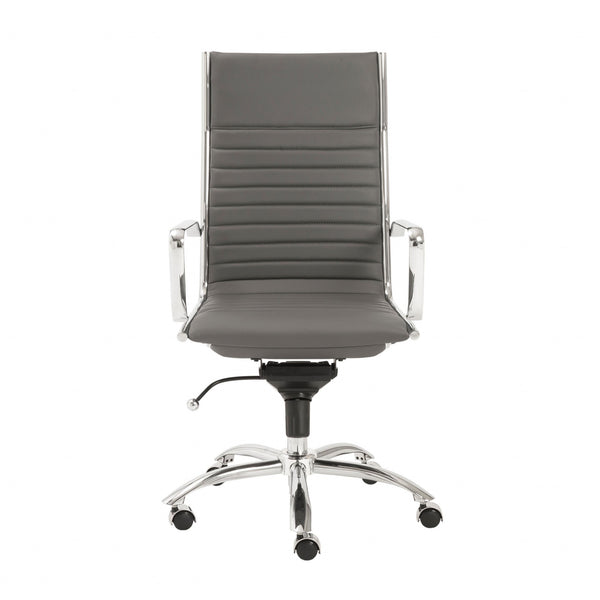 26.38" X 25.60" X 45.08" High Back Office Chair in Gray with Chromed Steel Base