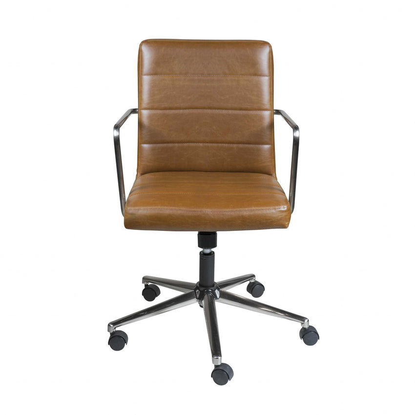 25.20" X 25.20" X 35.83" Low Back Office Chair in Brown with Brushed Nickel Base