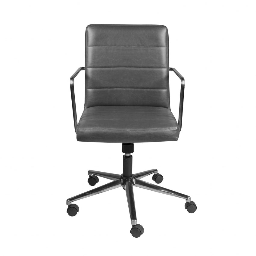 25.20" X 25.20" X 35.83" Low Back Office Chair in Gray with Brushed Nickel Base