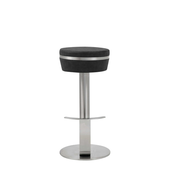 Pedestal Frame Black and Stainless Backless Barstool