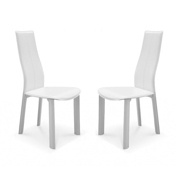 Set of 4 Modern Dining White Faux Leather Dining Chairs