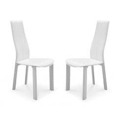 Set of 4 Modern Dining White Faux Leather Dining Chairs