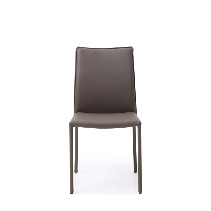 Taupe Faux Leather and Metal Dining Chair