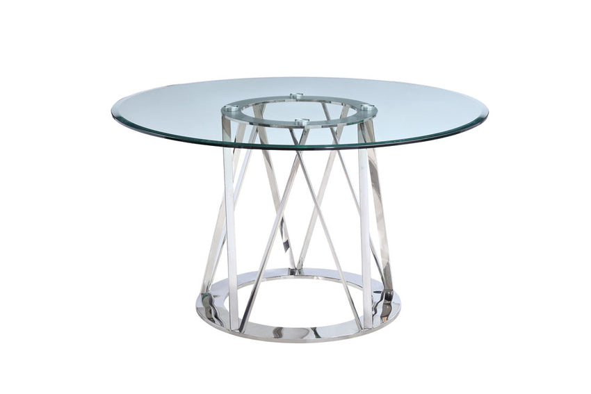 51 X 51 X 29 Clear Glass Round Dining Table