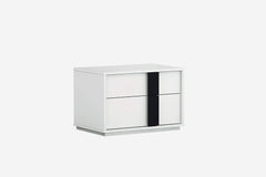 Contemporary White and Black 2 Drawer  Nightstand