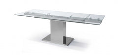 55 X 35 X 30 clear Glass Stainless Steel Extendable Dining Table