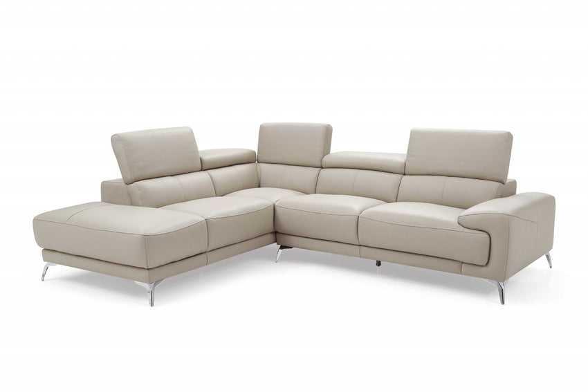 107" X 88" X 30"/38" Light Gray Leather Sectional