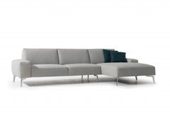 122 X 39 X 33 Light Gray Leather Sectional & Chaise