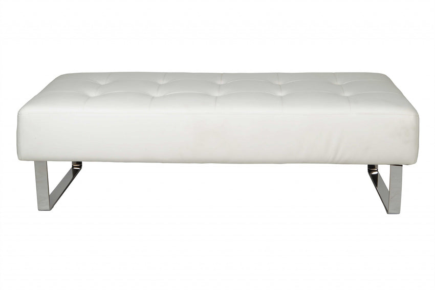 52 X 24 X 16 White Faux Leather Bench