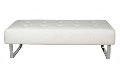 52 X 24 X 16 White Faux Leather Bench