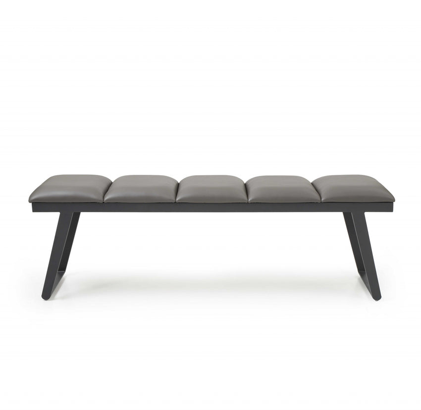 Dark Grey Faux Leather Bench