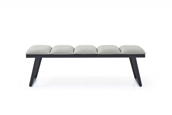 57 X 16 X 18 Light Grey Faux Leather Bench