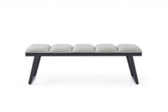 57 X 16 X 18 Light Grey Faux Leather Bench