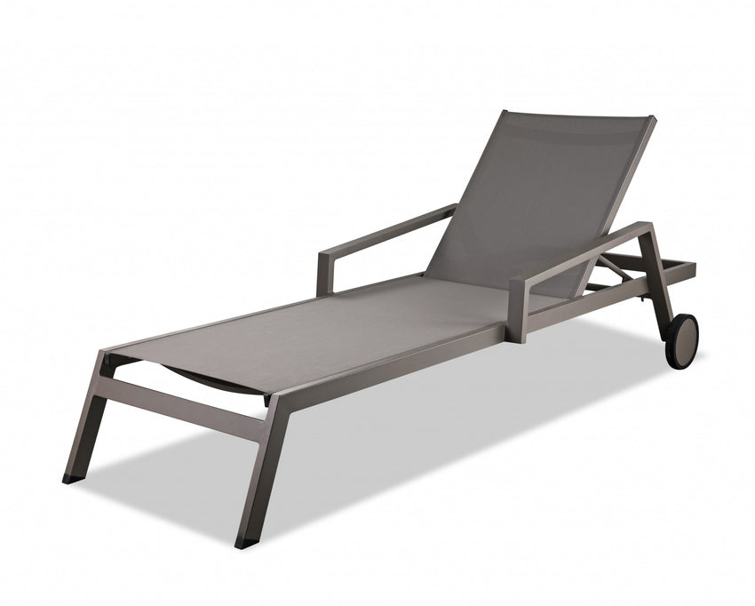 Set of 2 Taupe Modern Aluminum Chaise Lounges