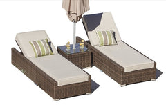 78" X 29" X 28" Brown 3Piece Outdoor Armless Chaise Lounge Set with  Cushions