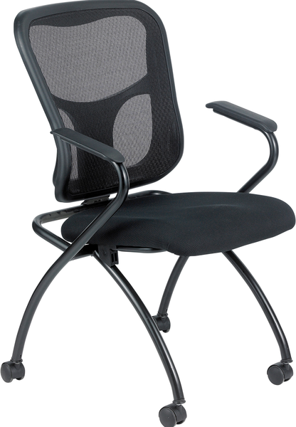 Set of 2 Ergonomic Black Mesh Rolling Arm Chairs