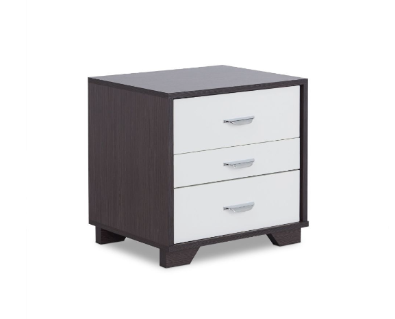 Black and White Metal 3 Drawer Nightstand