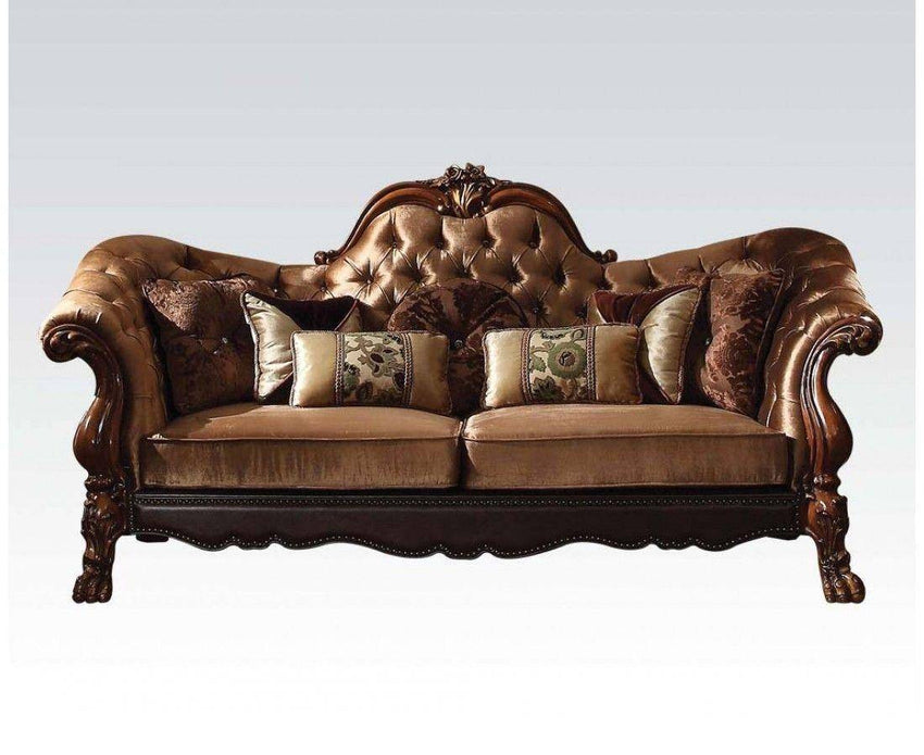 73' X 45' X 48' Golden Brown Velvet Loveseat W5 Pillows