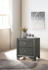 Gray Oak Wood Finish Two Drawer Night Stand