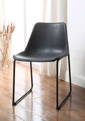 Vintage Look Faux Leather Black Side Chairs Set of 2