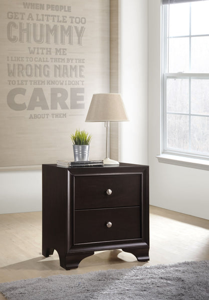 Espresso Wood Finish Two Drawer Night Stand