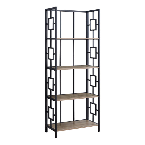 62" 4 Tier Bookcase Dark TaupewithBlack Metal Etagere