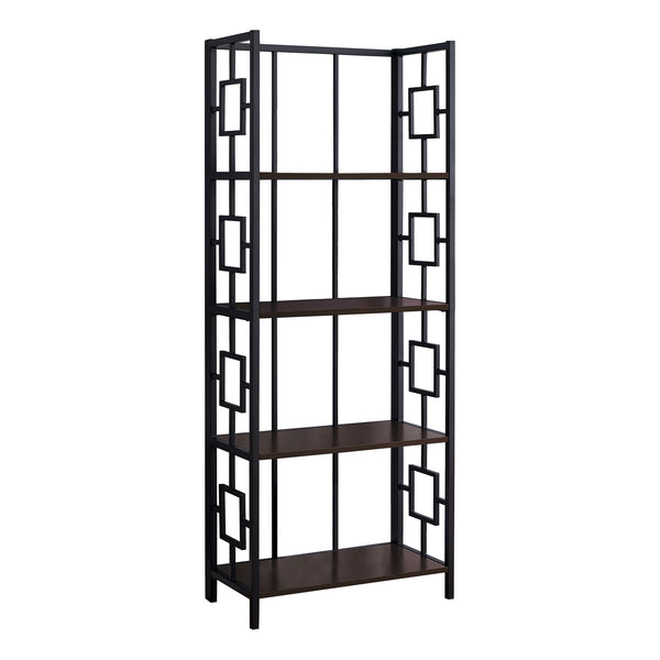 62" 4 Tier Bookcase EspressowithBlack Metal Etagere