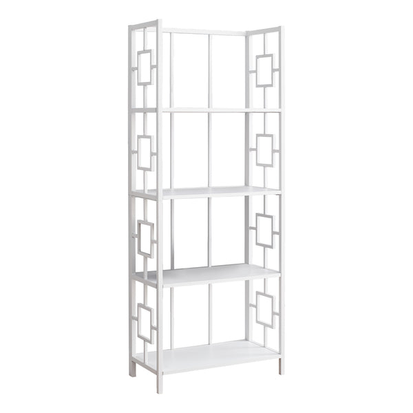 62" 4 Tier Bookcase WhitewithWhite Metal Etagere