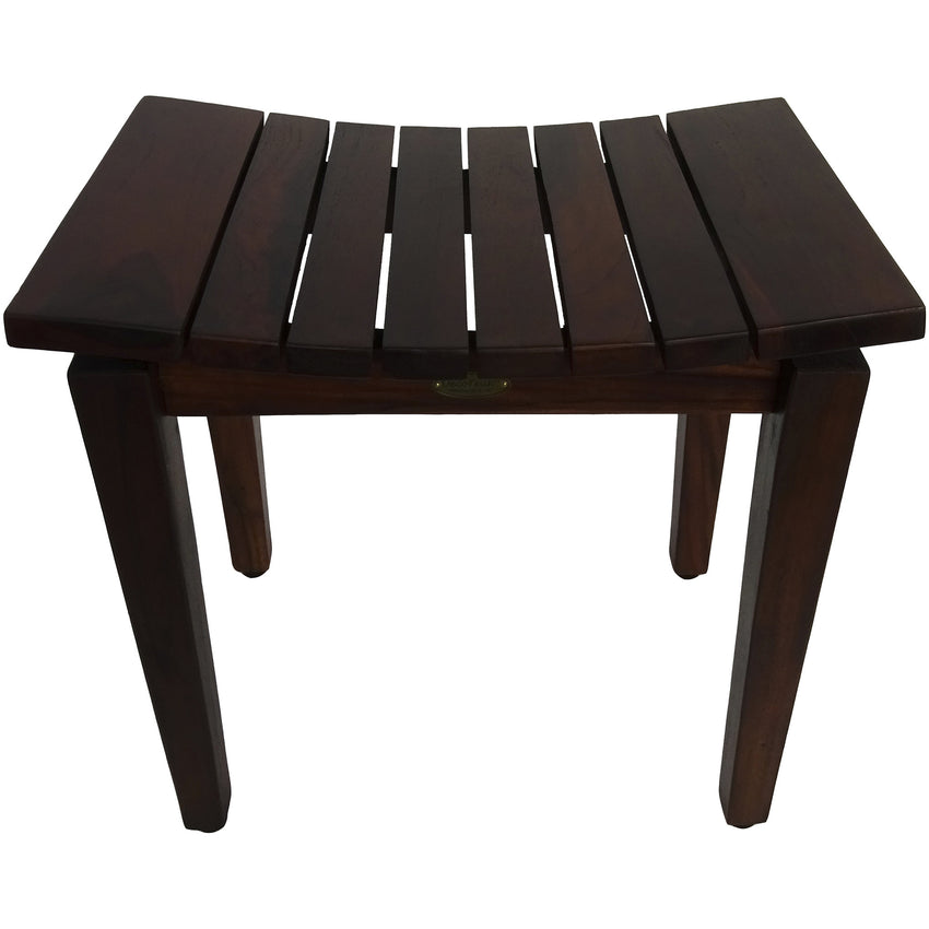 Contemporary Flared Teak Shower Stool or Bench in Brown Finish