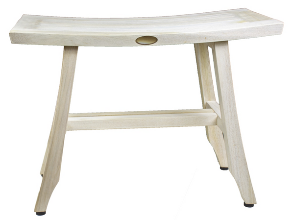 Contemporary Teak Shower Stool or Bench in Whitewash Finish