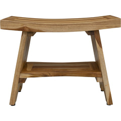 Contemporary Teak Shower Bench with Shelf in Natural Finish