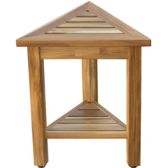 18" Teak Corner Shower Stool or Bench with Shelf in Natural Finish