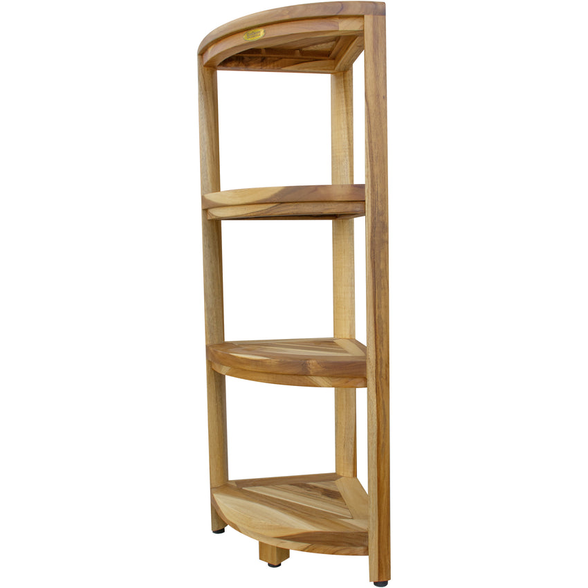 Teak Four Tier Corner Shelf in Natural Finish