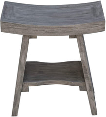 Contemporary Teak Shower or Bench with Shelf in Gray Finish