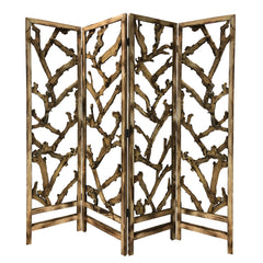 4 Panel Room Divider with Tropical Leaf