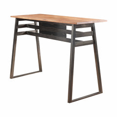 Sleek Natural Finish Rectanglular Top Bar Table with Gunmetal finish Sled base